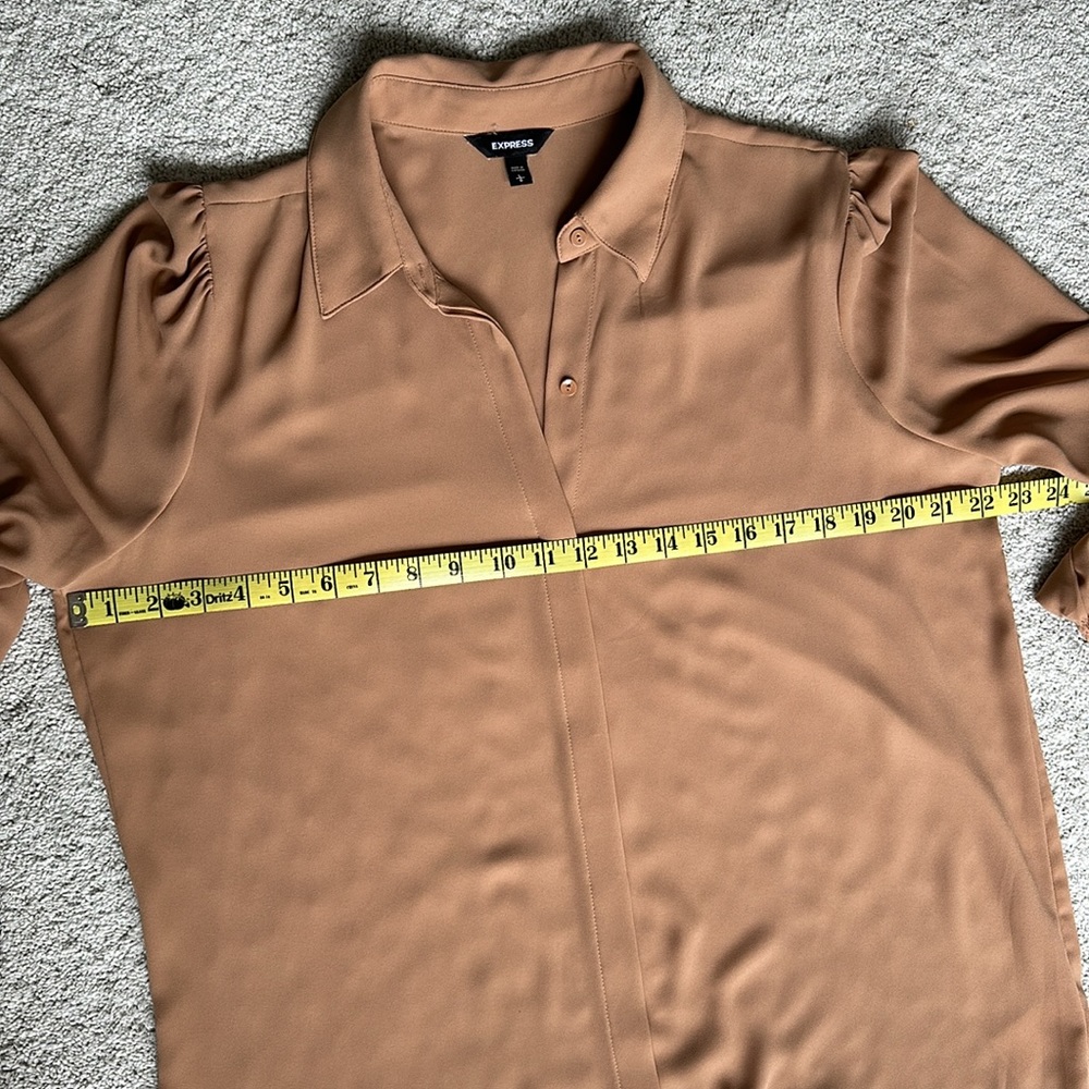 Express Camel Button Down Blouse - image 8